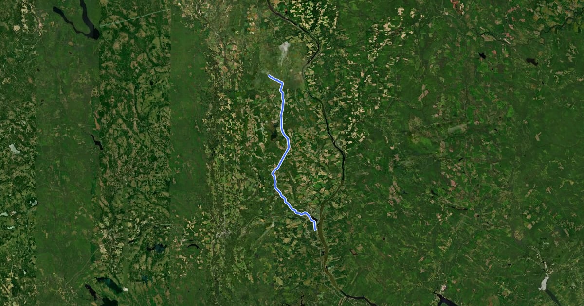 Маршрут New Brunswick Trail (Woodstock-Centreville) на спутниковом снимке