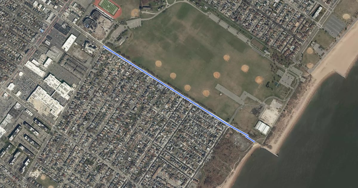 Маршрут New Dorp Lane на спутниковом снимке