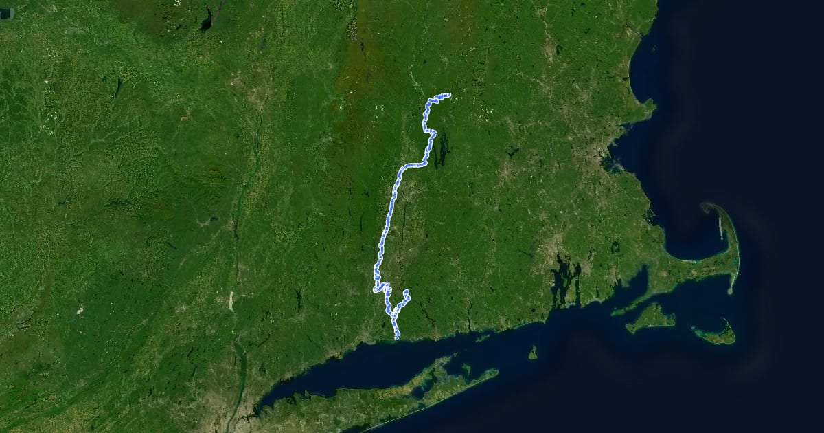 Маршрут New England National Scenic Trail на спутниковом снимке