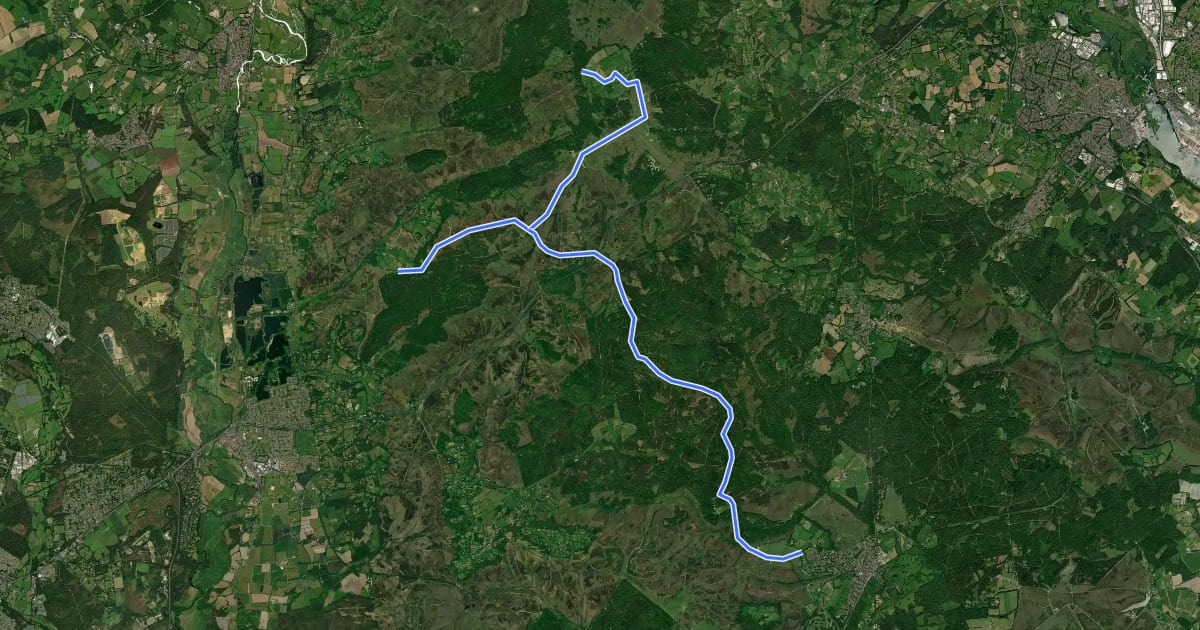 Маршрут New Forest On Road Cycle Routes на спутниковом снимке