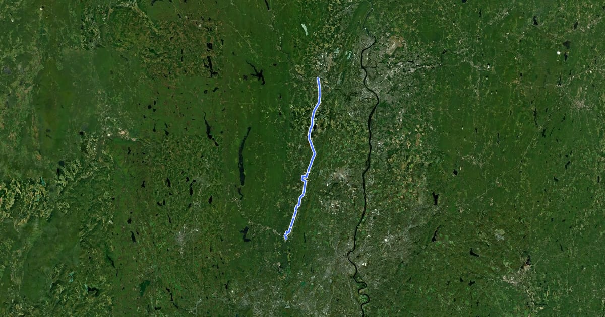 Маршрут New Haven & Northampton Canal Greenway на спутниковом снимке
