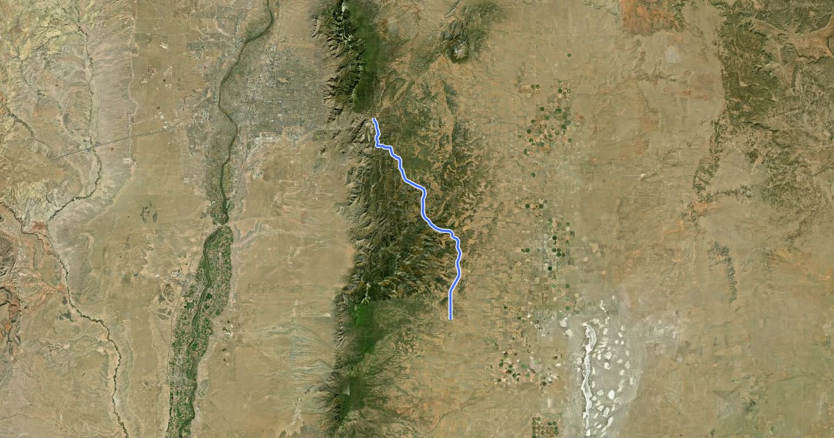 Маршрут New Mexico State Bike Route 12 на спутниковом снимке