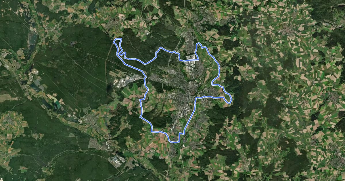 Маршрут NEW R 17 - Radweg rund um Weiden i.d.Opf. на спутниковом снимке