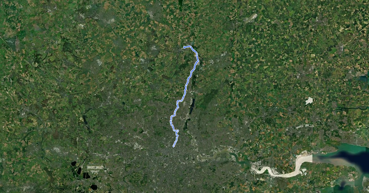 Маршрут New River Path на спутниковом снимке