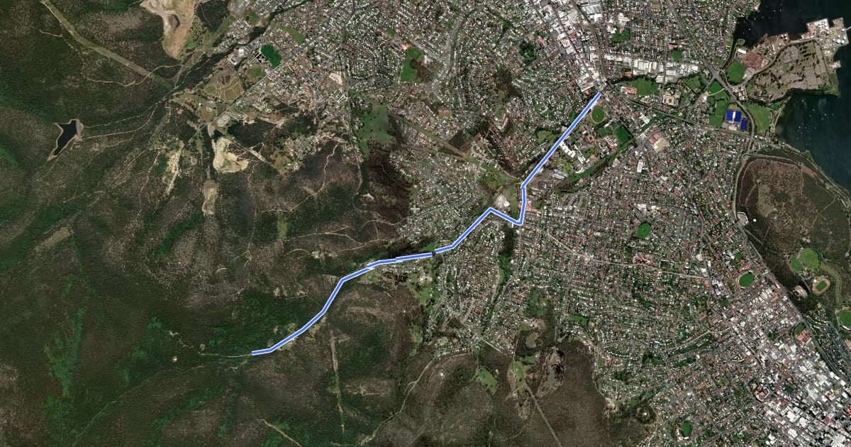 Маршрут New Town Rivulet Trail на спутниковом снимке