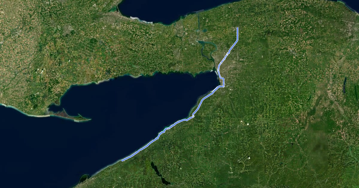 Маршрут New York Bike Route 517 на спутниковом снимке