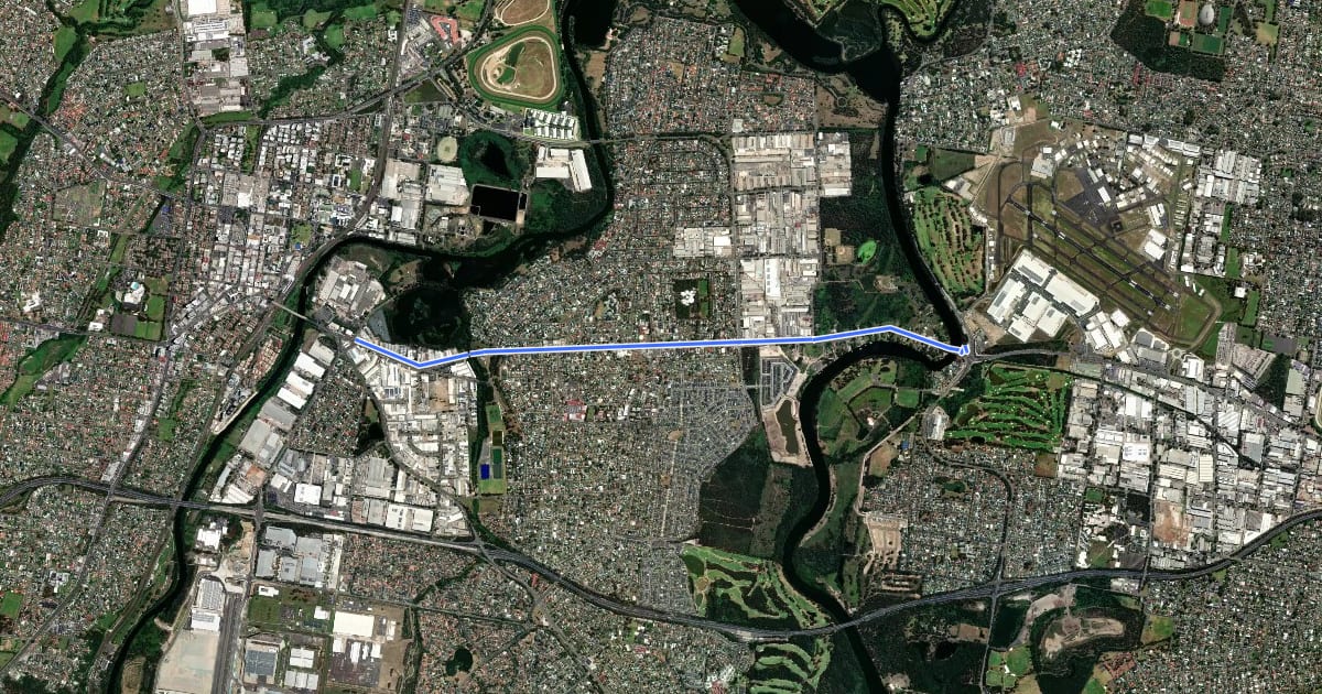 Маршрут Newbridge Road на спутниковом снимке