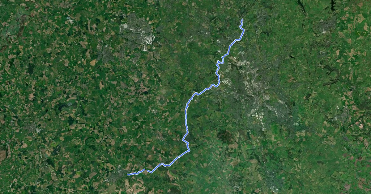 Маршрут Newcastle Way на спутниковом снимке