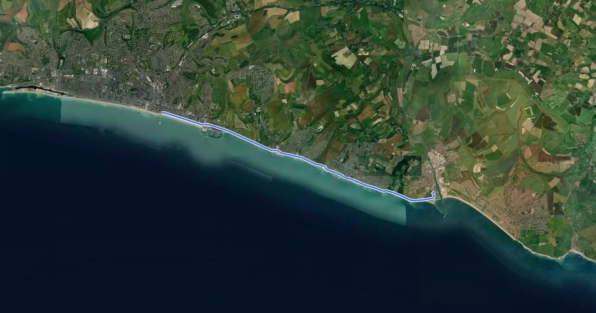 Маршрут Newhaven-Brighton Clifftop Path на спутниковом снимке