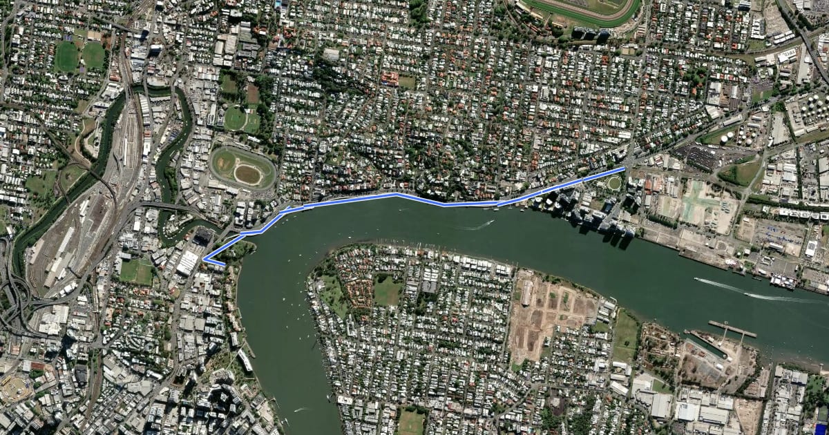 Маршрут Newstead-Hamilton Cycle Route на спутниковом снимке