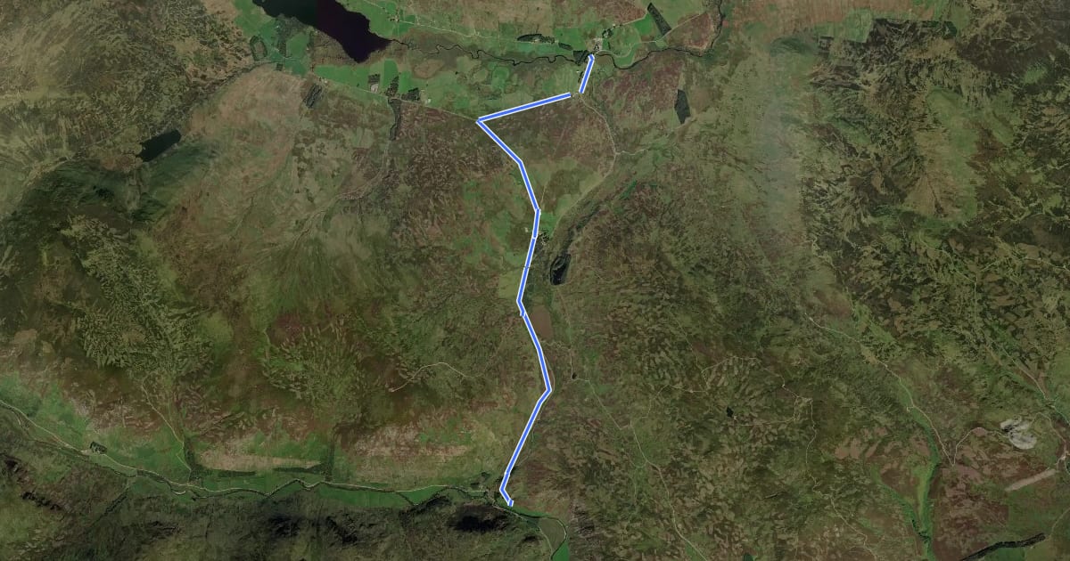 Маршрут Newton Bridge to Amulree на спутниковом снимке