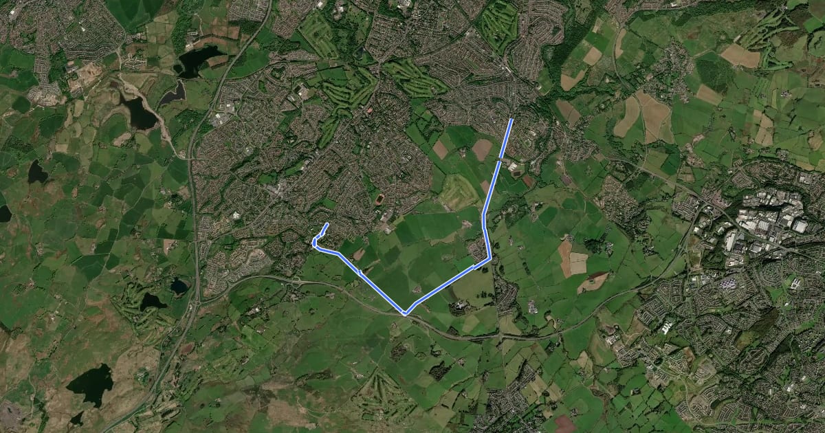 Маршрут Newton Mearns to Clarkston signed cycle route на спутниковом снимке