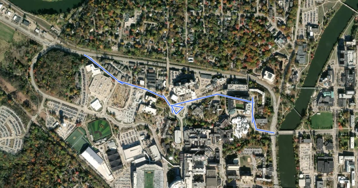 Маршрут Newton Road на спутниковом снимке