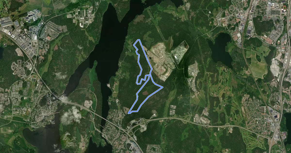 Маршрут Ängsjö Grön Gul 10km на спутниковом снимке