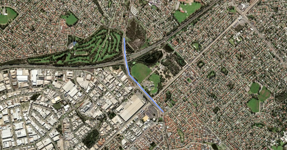 Маршрут Nicholson Road Shared Path на спутниковом снимке