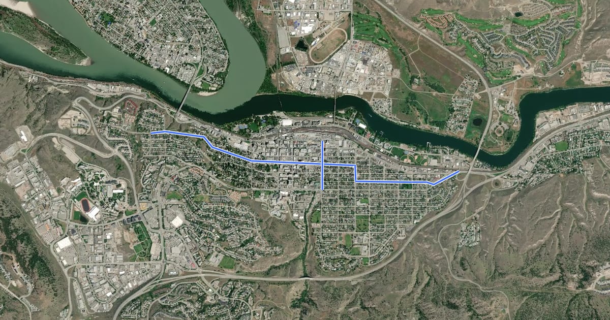 Маршрут Nicola Bikeway на спутниковом снимке
