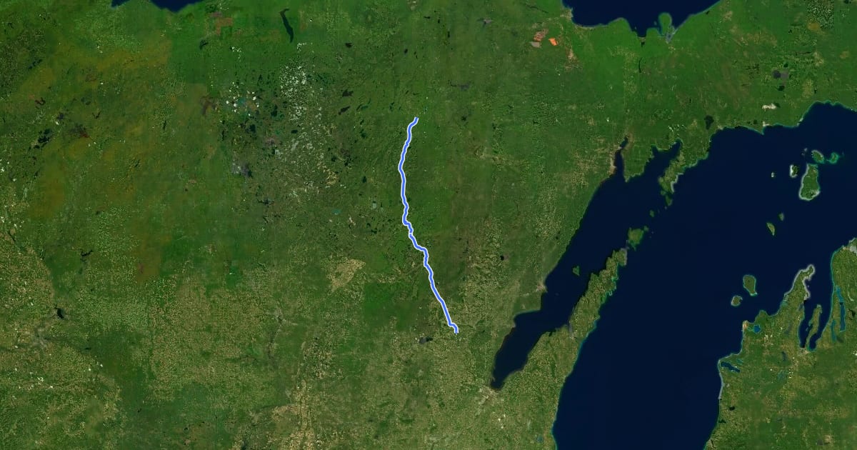 Маршрут Nicolet State Trail на спутниковом снимке