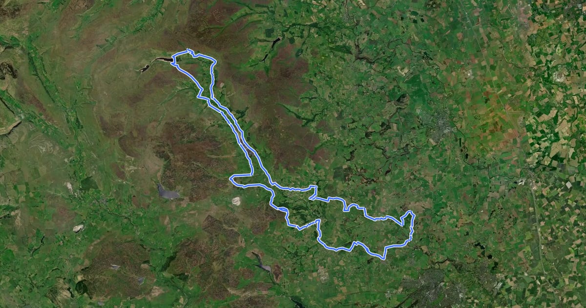 Маршрут Nidderdale Way на спутниковом снимке