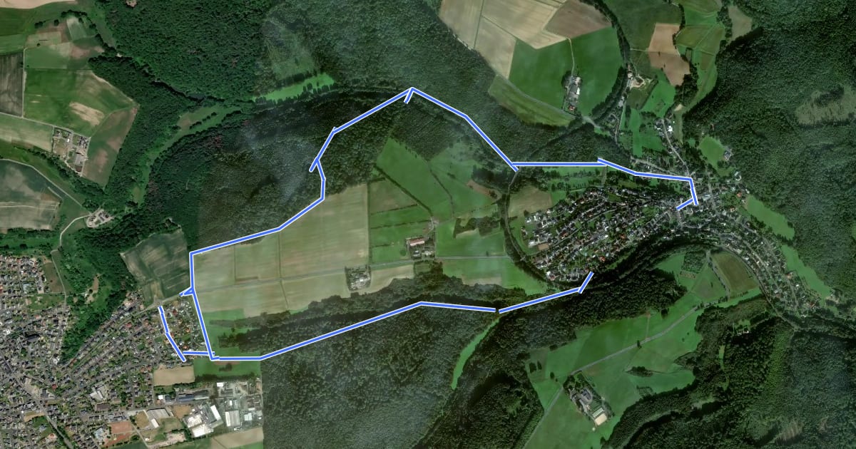 Маршрут Niedererbacher Wanderweg Milan blau на спутниковом снимке