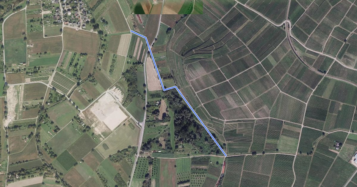 Маршрут Niedergrün - Groß-Herrenau на спутниковом снимке