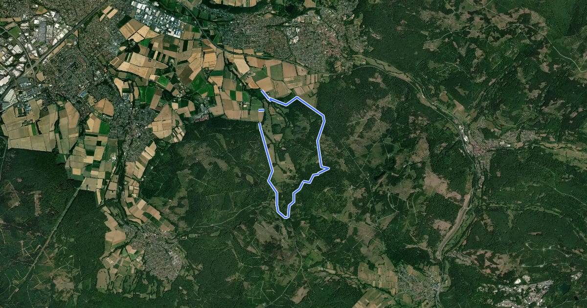 Маршрут Niederkaufungen, Rundweg 25 на спутниковом снимке