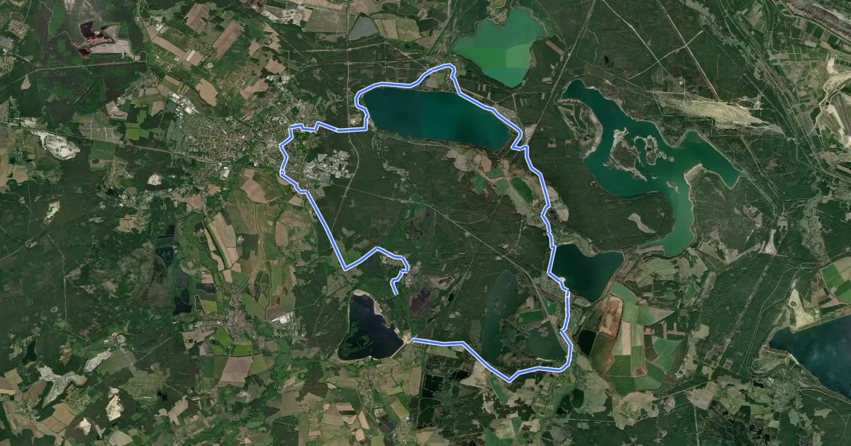 Маршрут Niederlausitzer Bergbautour (Hoyerswerdaer Runde) на спутниковом снимке