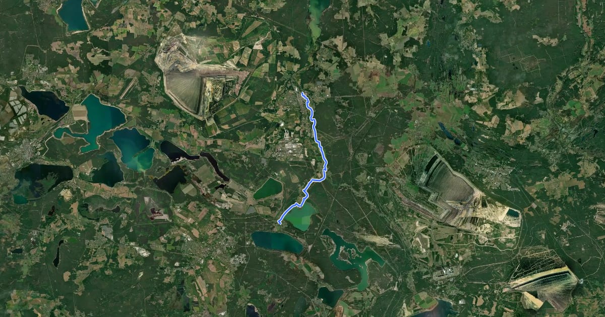 Маршрут Niederlausitzer Bergbautour (Verbindung Spremberg - Scheibesee) на спутниковом снимке