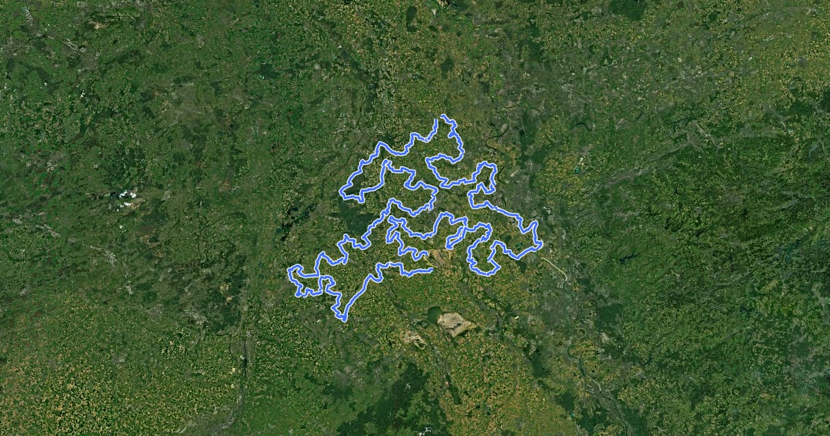 Маршрут NiederRheinroute (Süd) на спутниковом снимке