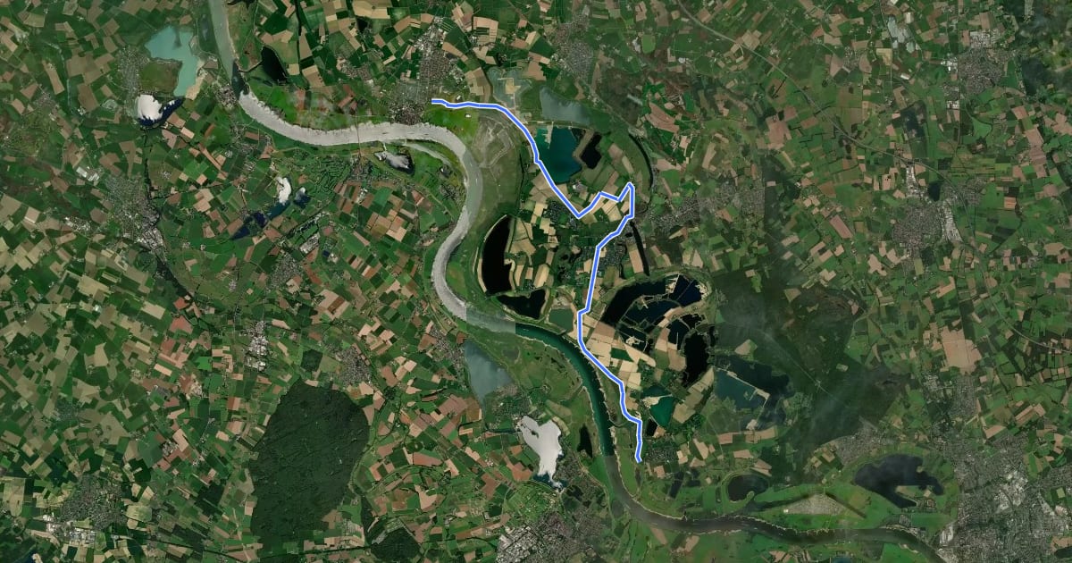 Маршрут NiederRheinroute-V008 на спутниковом снимке