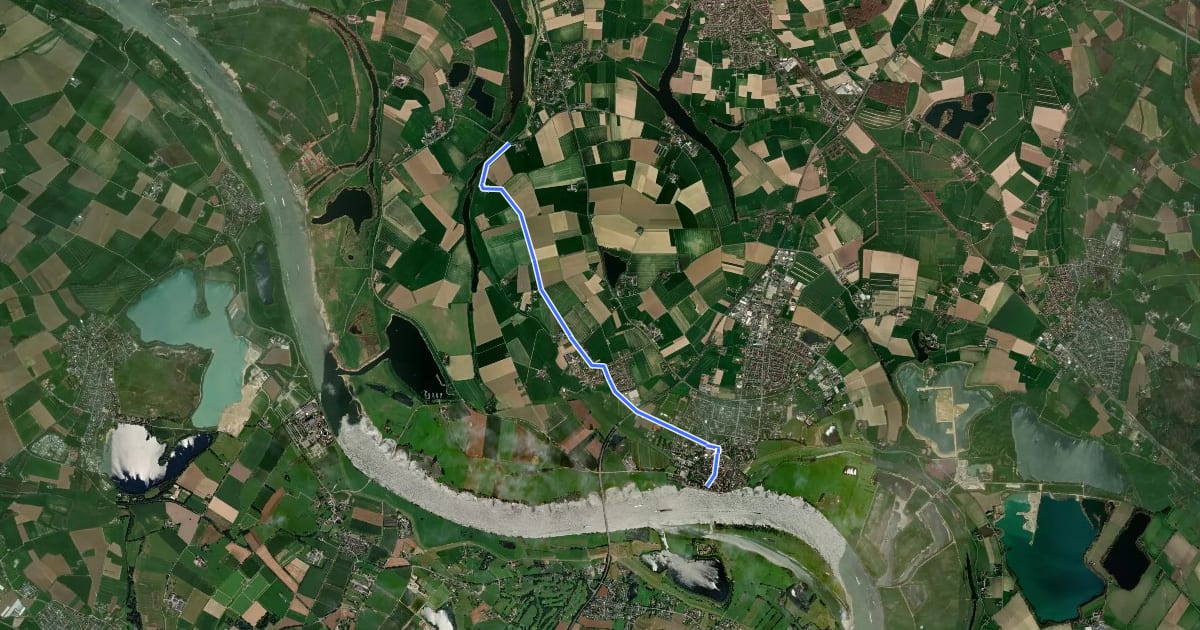 Маршрут NiederRheinroute-V009 на спутниковом снимке