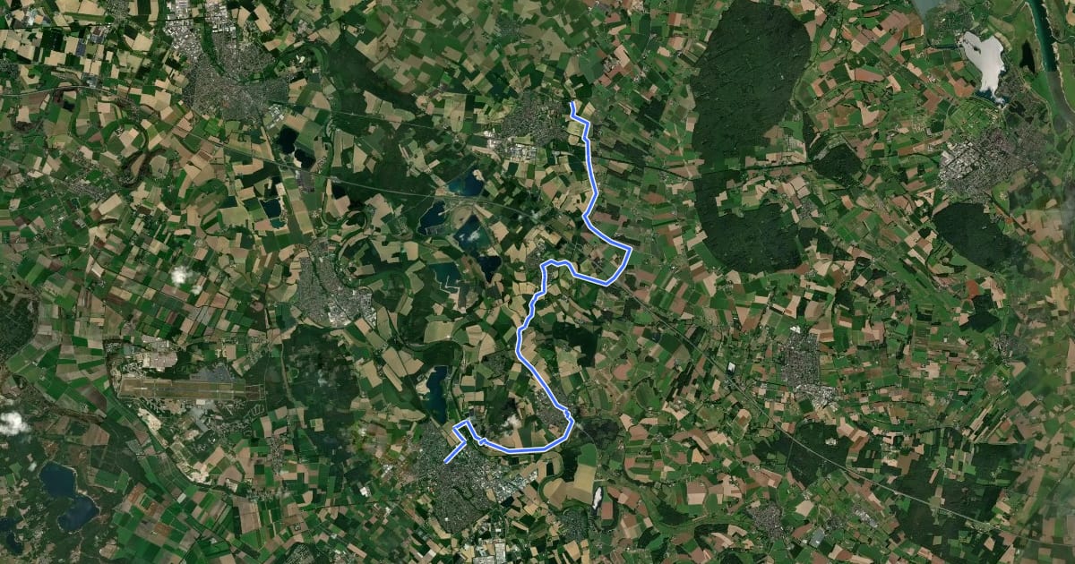 Маршрут NiederRheinroute-V015 на спутниковом снимке