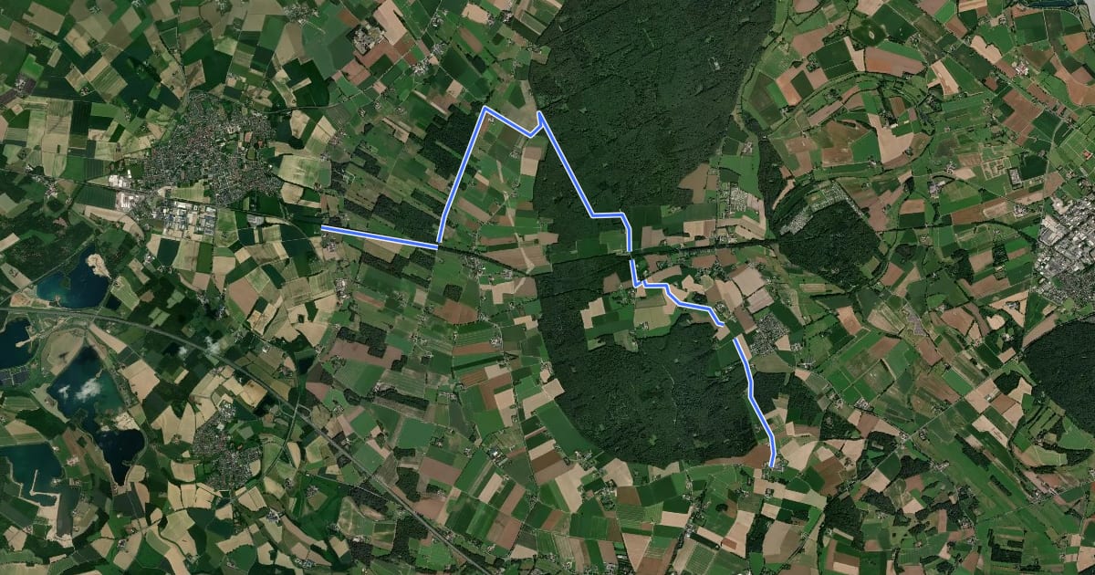 Маршрут NiederRheinroute-V018 на спутниковом снимке