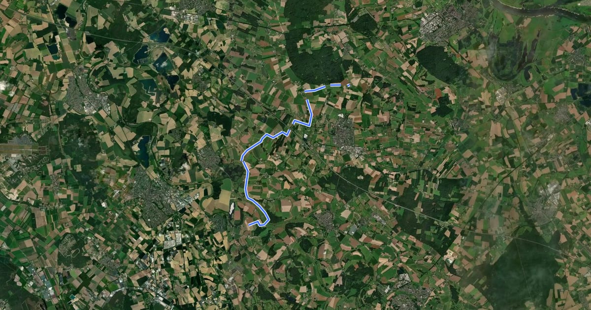 Маршрут NiederRheinroute-V019 на спутниковом снимке