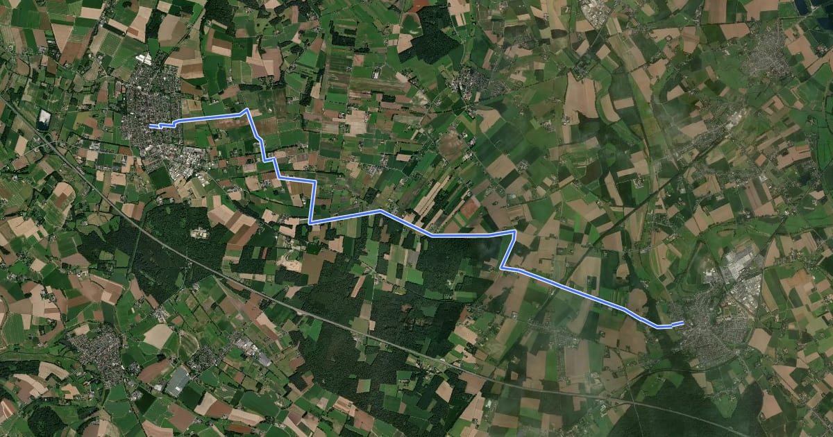 Маршрут NiederRheinroute-V020 на спутниковом снимке