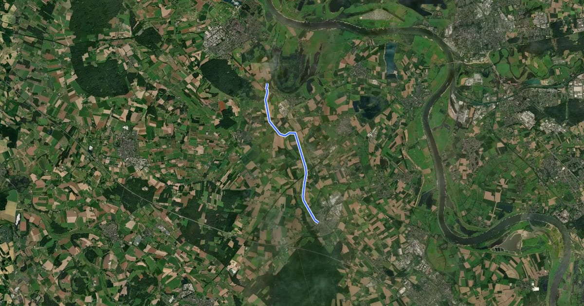 Маршрут NiederRheinroute-V025 на спутниковом снимке