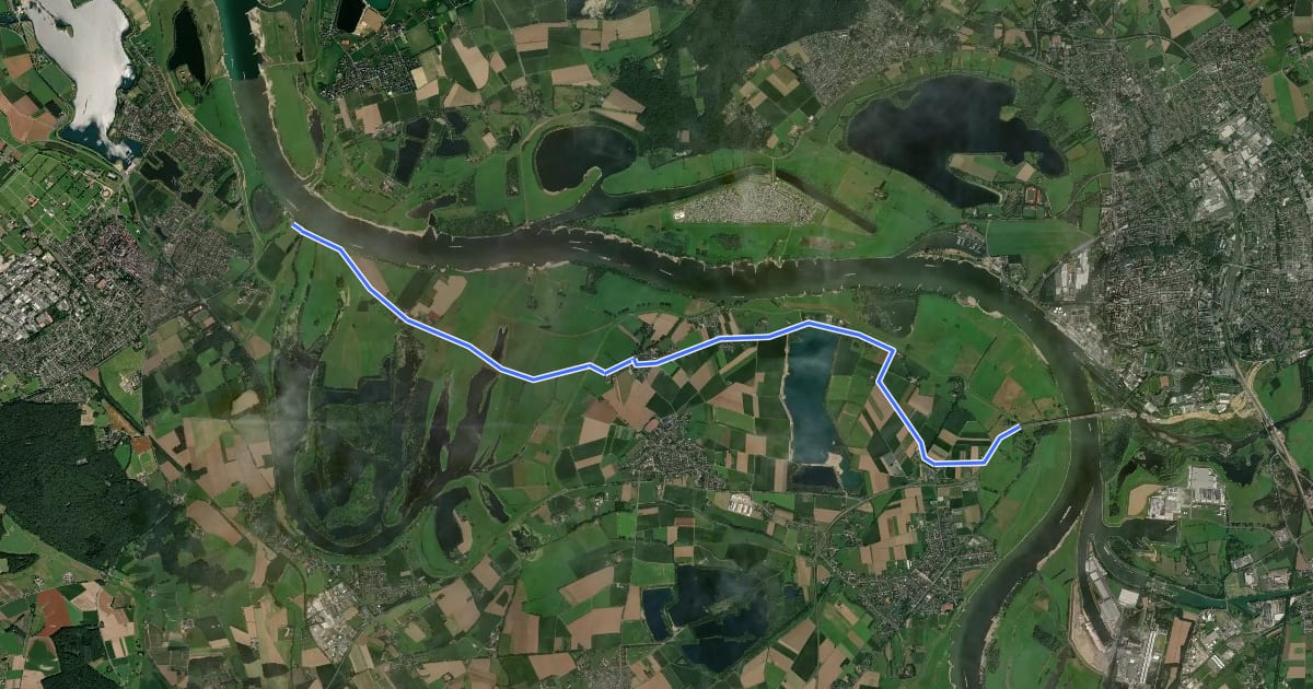 Маршрут NiederRheinroute-V027 на спутниковом снимке