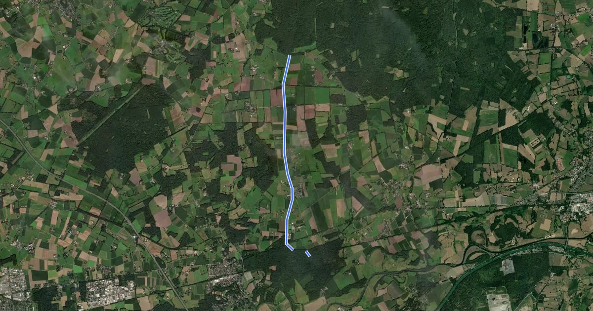 Маршрут NiederRheinroute-V031 на спутниковом снимке