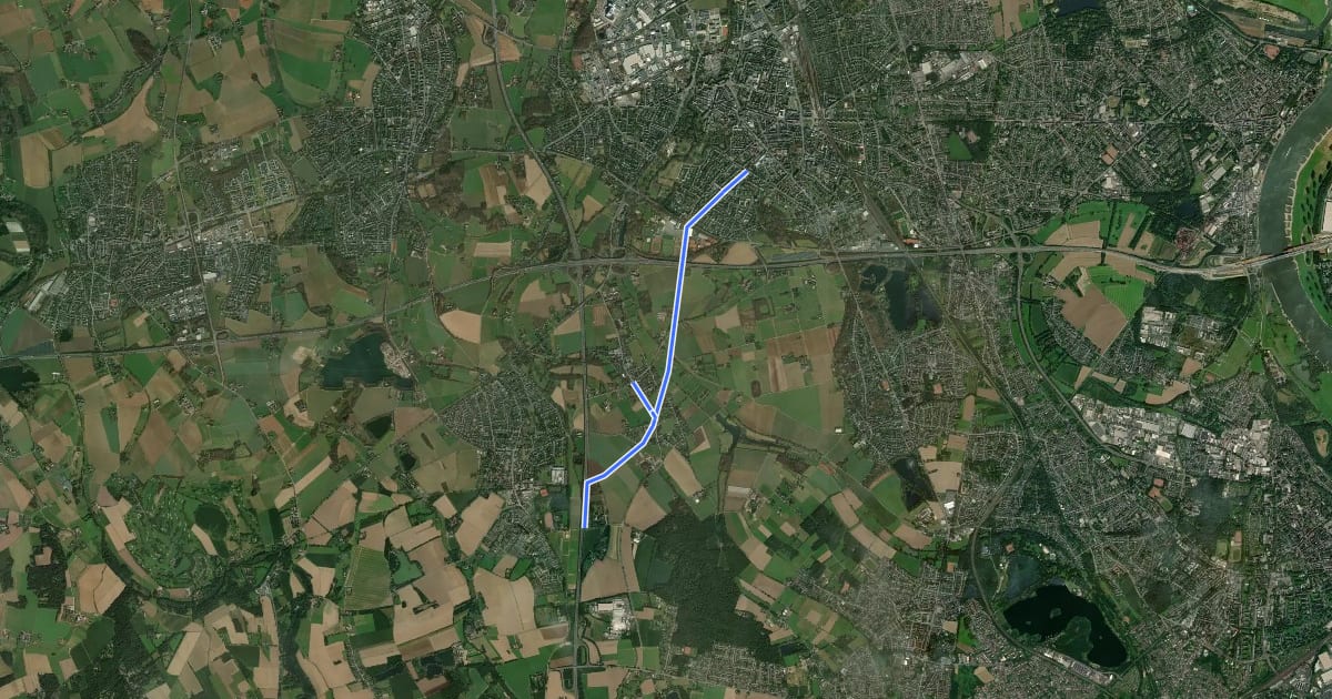Маршрут NiederRheinroute-V039 на спутниковом снимке