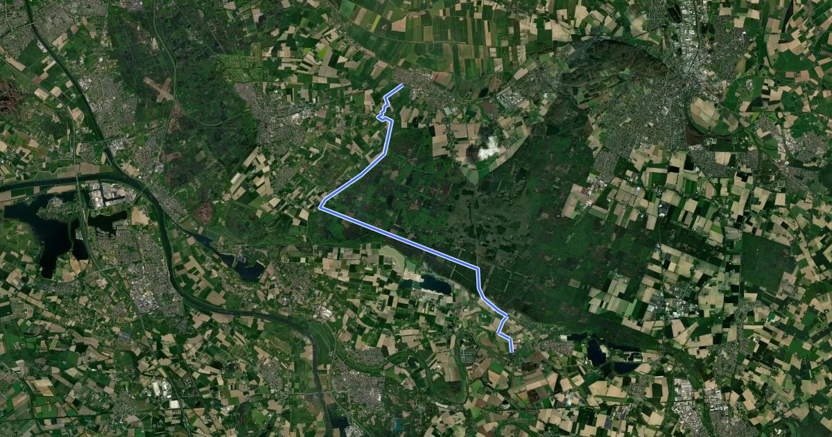 Маршрут NiederRheinroute-V048 на спутниковом снимке