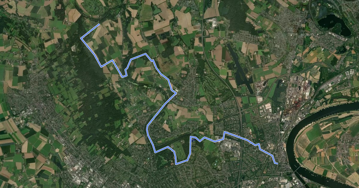 Маршрут NiederRheinroute-V049 на спутниковом снимке