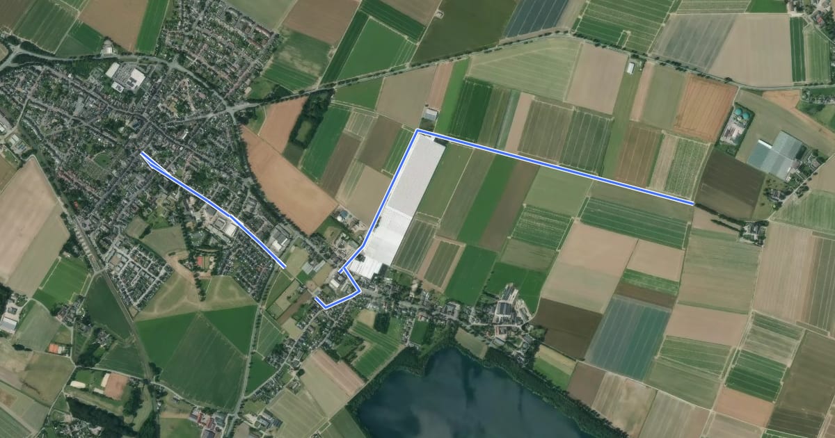 Маршрут NiederRheinroute-V050 на спутниковом снимке