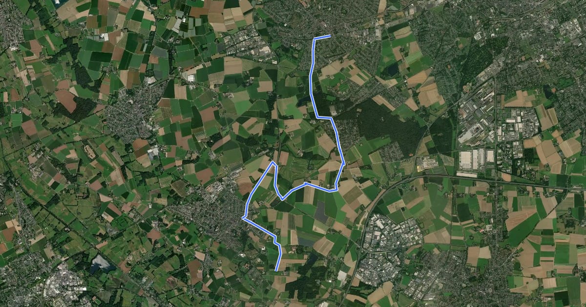 Маршрут NiederRheinroute-V055 на спутниковом снимке
