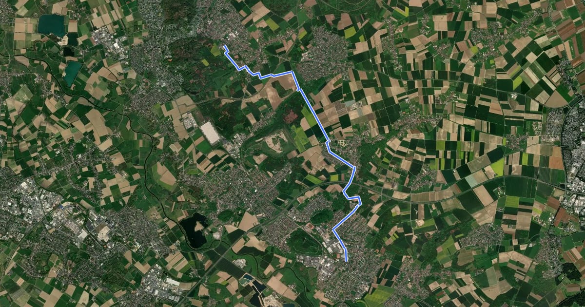 Маршрут NiederRheinroute-V077 на спутниковом снимке