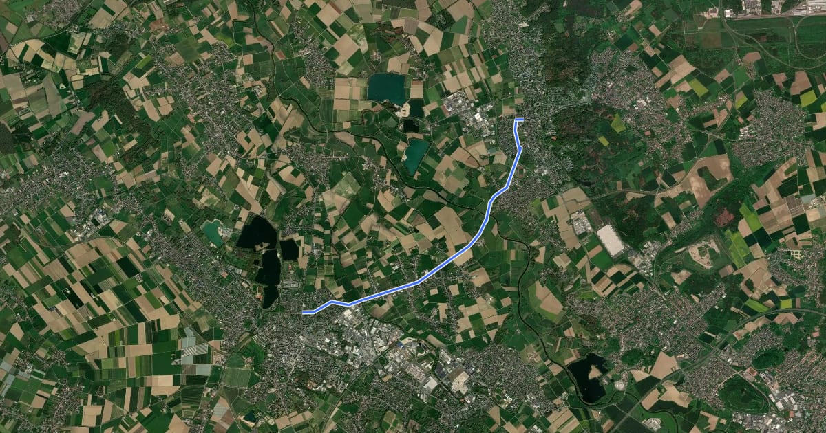 Маршрут NiederRheinroute-V088 на спутниковом снимке