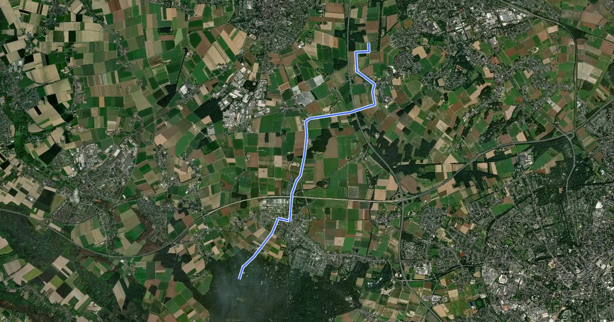 Маршрут NiederRheinroute-V091 на спутниковом снимке