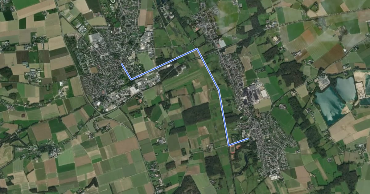 Маршрут NiederRheinroute-V100 на спутниковом снимке