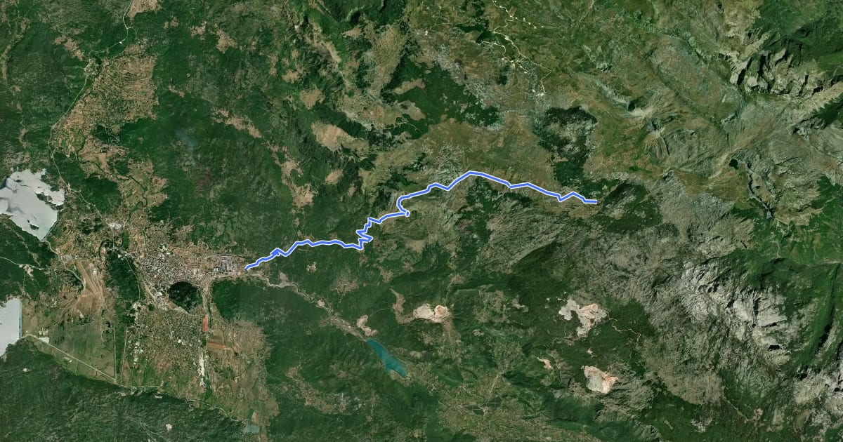 Маршрут Nikšić – Torine Campsite (suggested trail, no trailmarks) на спутниковом снимке