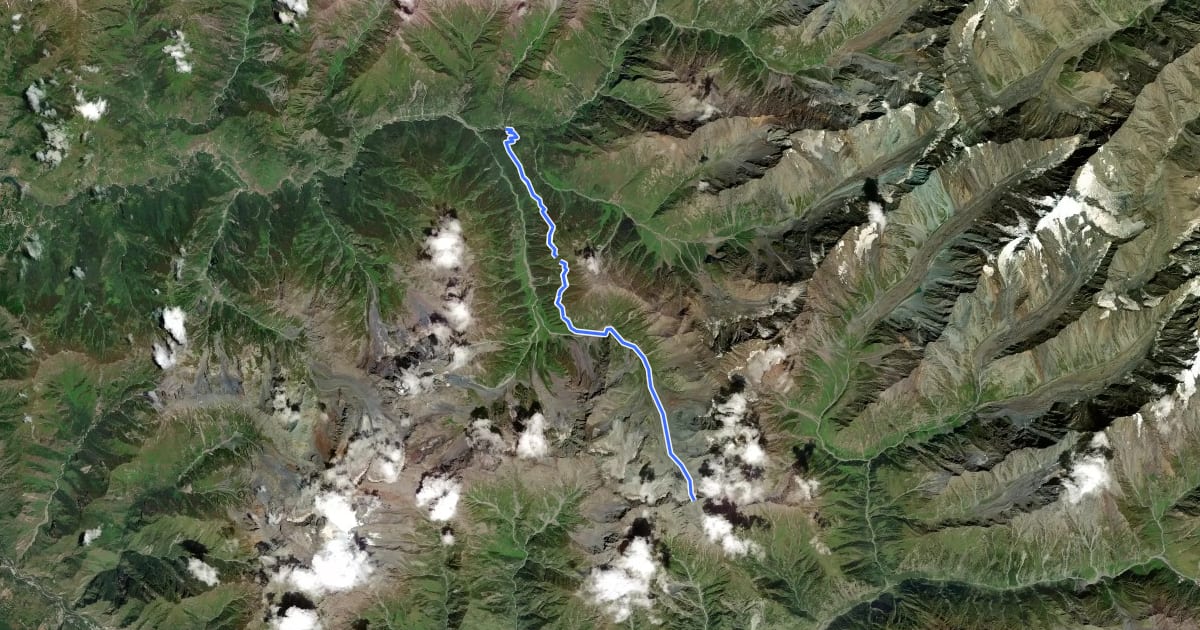 Маршрут Nikora Pass на спутниковом снимке