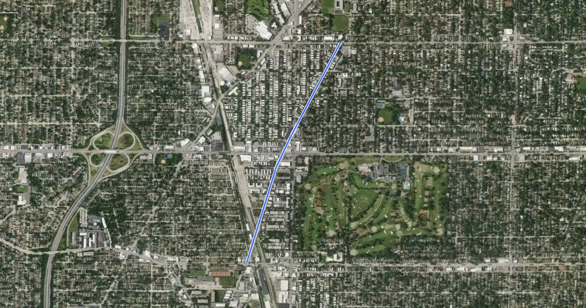 Маршрут Niles Center Road на спутниковом снимке