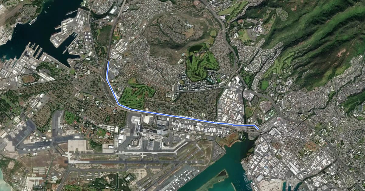Маршрут Nimitz Bike Path на спутниковом снимке